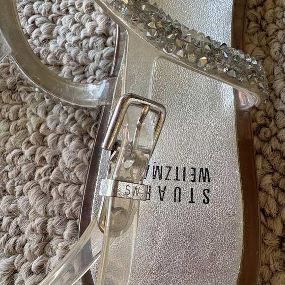 Stuart Weitzman Silver Crystal Strappy Sandals Size 38 Luxury Designer Resort - Picture 9 of 10